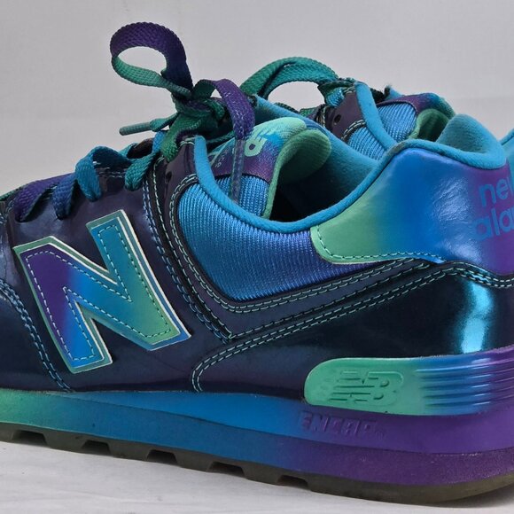 New Balance Shoes Mens 7.5 Turquoise Purple Rainbow Sneakers Trainers ML574BOW - Picture 4 of 11